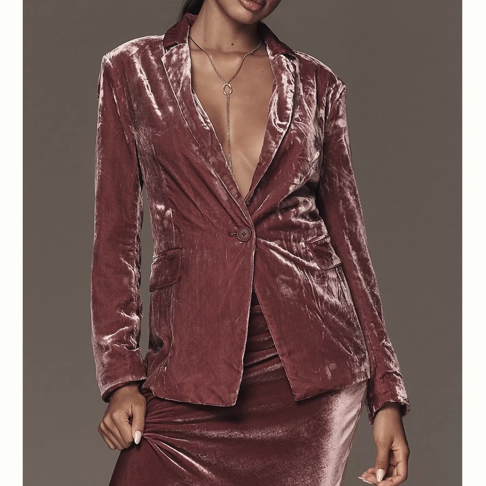 Maeve Velvet Blazer in light blue